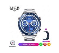 (Concha azul plateada) Reloj inteligente con Bluetooth, llamadas, GPS y rastreador de movimiento, pulsera