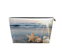 Concha de Estrella de mar en Sunny Beach, Bolsa de artículos de tocador Bolsa de Maquillaje Bolsa de cosméticos Bolsa de artículos de tocador de Viaje portátil