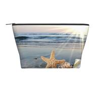 Concha de Estrella de mar en Sunny Beach, Bolsa de artículos de tocador Bolsa de Maquillaje Bolsa de cosméticos Bolsa de artículos de tocador de Viaje portátil
