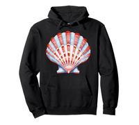 Concha marina a rayas rojas y azules Sudadera con Capucha