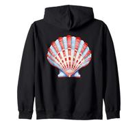 Concha marina a rayas rojas y azules Sudadera con Capucha