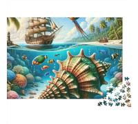 Concha Océano Tropical Puzzle de 1000 Piezas Papel para Adultos Coral Submarino Peces Puzzle para Toda la Familia Relajación Decoración 38x26cm/1000pcs