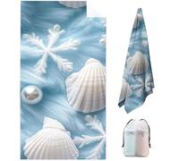 Concha Toalla Playa Microfibra Grande 150 x 75 cm Toalla Gimnasio Hombrecon Bolsa de Almacenamiento, Toallas de Playa de Secado Rápido y Sin Arena, Beach Towel Ligeras para Playa, Viajes - Azul FG-F