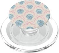 Conchas Azules y Lazos Rosados Coquette Girly Summer Coastal Beach PopSockets PopGrip para MagSafe