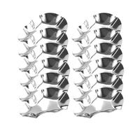 Conchas de ostra de acero inoxidable | 12 piezas | Platos de salsa - Bandeja reutilizable de 4 pulgadas para hornear 450 g, de mariscos de metal apilable que mejora el sabor para almejas y uso a