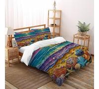 Conchas de Playa Funda De Edredón 3 Piezas con Impresión En 3D Vivid Beach Creatures con 2 Fundas De Almohada Double（200x200cm） Microfibra Ropa De Cama para Adultos Y Niñas