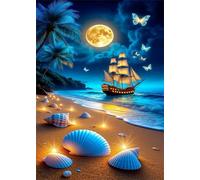 Conchas de velero Lunar - Puzle de 100 Piezas - Rompecabezas DIY Pintura, Entretenimiento Creativo, para Adultos Mayores de 14 años Decoración del Hogar
