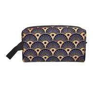 Conchas Marinas Art Déco Azul Dorado y Azul Marino, Bolsa de Maquillaje Bolsa de cosméticos Bolsa de artículos de tocador de Viaje portátil Organizador de Bolsa de Maquillaje
