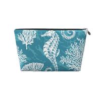Conchas Marinas Caballito De Mar Coral, Bolsa de artículos de tocador Bolsa de Maquillaje Bolsa de cosméticos Bolsa de artículos de tocador de Viaje portátil