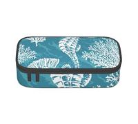 Conchas Marinas Caballito De Mar Coral, Estuche para lápices, Estuche para lápices Estuche para lápices de Gran Capacidad Estuche para cosméticos