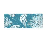 Conchas Marinas, Caballito de mar y Coral,Alfombrilla de ratón Grande para Escritorio, Teclado de Ordenador, Base de Goma Antideslizante, 30 x 80 cm