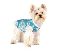 Conchas Marinas, Caballito de mar y Coral,Camiseta de algodón sin Mangas para Mascotas, Chaleco Transpirable, Suave y elástico para Cachorros,S