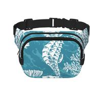 Conchas Marinas, Caballito de mar y Coral,Riñonera Cuadrada de Doble Capa, Bolso de Viaje, Bolso Informal para el Pecho.