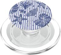 Conchas Marinas, Estrellas de mar costeras de Verano, con Rayas Azules coralinas PopSockets PopGrip para MagSafe