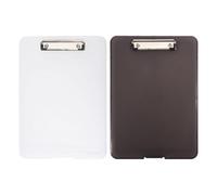 CONCHLERY 2 portapapeles de 2 colores con almacenamiento, 13.4 x 9.4 pulgadas, tablero de plástico plegable con clip de perfil bajo para enfermeras, estudiantes, aula, oficina, escuela