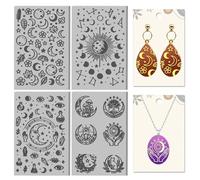 CONCHLERY 4 hojas con patrón de luna, textura de arcilla, elementos de adivinación, hojas de textura de arcilla polimérica, herramientas de bricolaje para cerámica, pendientes, joyería, máquinas de