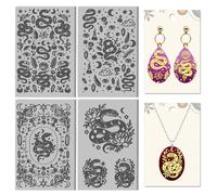 CONCHLERY 4 hojas con patrón de serpiente, textura de arcilla, elementos de adivinación, hojas de textura de arcilla polimérica, herramientas de bricolaje para cerámica, pendientes, joyería, máquinas