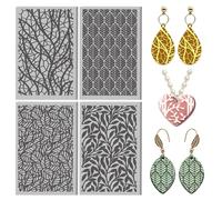 CONCHLERY 4 hojas de textura de hojas de arcilla polimérica con textura de goma para arcillas poliméricas, fabricación de aretes, joyas, manualidades, 10 x 6,3 cm