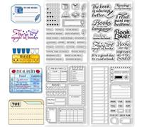 CONCHLERY 4 sellos transparentes para leer libros, calendario y citas sobre el tema de la lectura, sellos de silicona para manualidades, álbumes de recortes y fabricación de tarjetas, decoración de