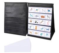 CONCHLERY Juego de 2 tablas de bolsillo reutilizables para tabla, soporte plegable para tabla, soporte de tira de oración para vocabulario, práctica de ortografía, color negro
