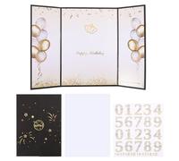 CONCHLERY Juego de 2 tarjetas de felicitación de cumpleaños para decoración de fiesta de cumpleaños, libro de visitas con calcomanía de números para suministros de fiesta