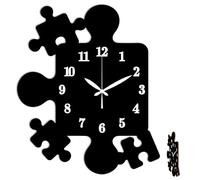 CONCHLERY Reloj de pared con patrón de rompecabezas sin tictac, reloj decorativo de forma irregular, relojes de pared con impresión plana para decoración del hogar y la oficina, 11.5 x 16.15 pulgadas