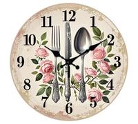 CONCHLERY Reloj de pared decorativo con diseño de flores, estilo retro, sin tictac, para decoración del hogar y la oficina, 30,5 x 30,5 cm