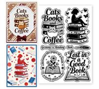 CONCHLERY Sellos transparentes con diseño de libros de lectura, citas de lectura y texto de impresión grande, sello de silicona para manualidades, álbumes de recortes y tarjetas, decoración de