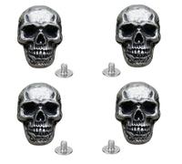 Conchos de cabezas de muerto con clavija, metal, clavija, cuero, artesanía, Anexo demoníaco con cerco y tornillo para Halloween, arte de cuero, largo 3 cm (4 unidades)