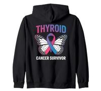 Conciencia de la mariposa sobreviviente del cáncer de tiroides Sudadera con Capucha