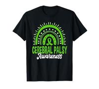 Conciencia de la parálisis Cerebral Cinta Verde Rainbow CP Conciencia Camiseta