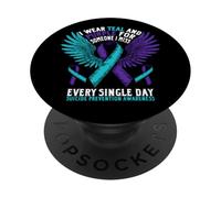 Conciencia de prevención del suicidio Cinta púrpura Salud PopSockets PopGrip Adhesivo