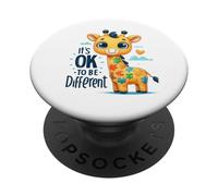 Conciencia del Autismo Está Bien ser Diferente Linda Jirafa PopSockets PopGrip Adhesivo