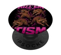 Conciencia del autismo Funny Rizz Em con el Tism Meme Racoon PopSockets PopGrip Adhesivo