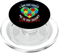 Conciencia del Autismo Soy su Voz Él es mi corazón Autista PopSockets PopGrip para MagSafe