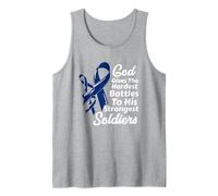 Conciencia del cáncer de Colon Cinta Lucha Quimioterapia Fe Soldados Dios Camiseta sin Mangas