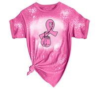 Conciencia del cáncer de mama Octubre Llevamos tops rosas Camisetas con cuello redondo Tops sueltos estampados 2 divisores mujer verano, T, S