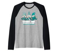 Conciencia del cáncer de ovario Gnomo se pelea solo Camiseta Manga Raglan