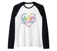 Conciencia sobre el autismo Aceptación Símbolo del corazón Educar Camiseta Manga Raglan