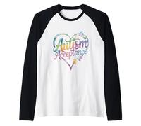 Conciencia sobre el autismo Aceptación Símbolo del corazón Educar Camiseta Manga Raglan