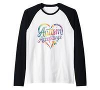 Conciencia sobre el autismo Aceptación Símbolo del corazón Educar Camiseta Manga Raglan
