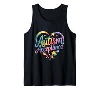 Conciencia sobre el autismo Aceptación Símbolo del corazón Educar Camiseta sin Mangas