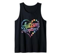 Conciencia sobre el autismo Aceptación Símbolo del corazón Educar Camiseta sin Mangas