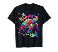 Conciencia sobre el autismo de Rainbow Turtle, sé feliz en tu propio caparazón Camiseta