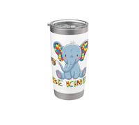 Conciencia sobre el autismo Elefante divertido Aceptación autista Sé amable Vaso térmico de acero inoxidable de doble pared