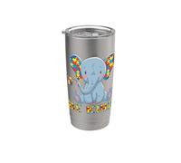 Conciencia sobre el autismo Elefante divertido Aceptación autista Sé amable Vaso térmico de acero inoxidable de doble pared