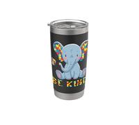 Conciencia sobre el autismo Elefante divertido Aceptación autista Sé amable Vaso térmico de acero inoxidable de doble pared