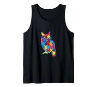 Conciencia sobre el autismo Rompecabezas vibrante minimalista búho granja de mascotas Camiseta sin Mangas