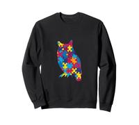 Conciencia sobre el autismo Rompecabezas vibrante minimalista búho granja de mascotas Sudadera