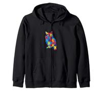 Conciencia sobre el autismo Rompecabezas vibrante minimalista búho granja de mascotas Sudadera con Capucha